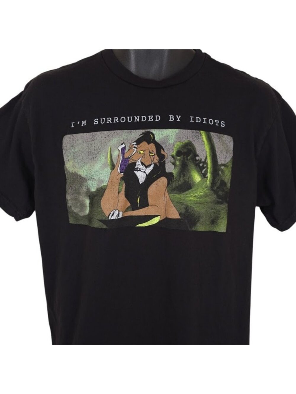 Lion King T Shirt Mens Size Large Black Disney Scar Im Surrounded By Idiots
